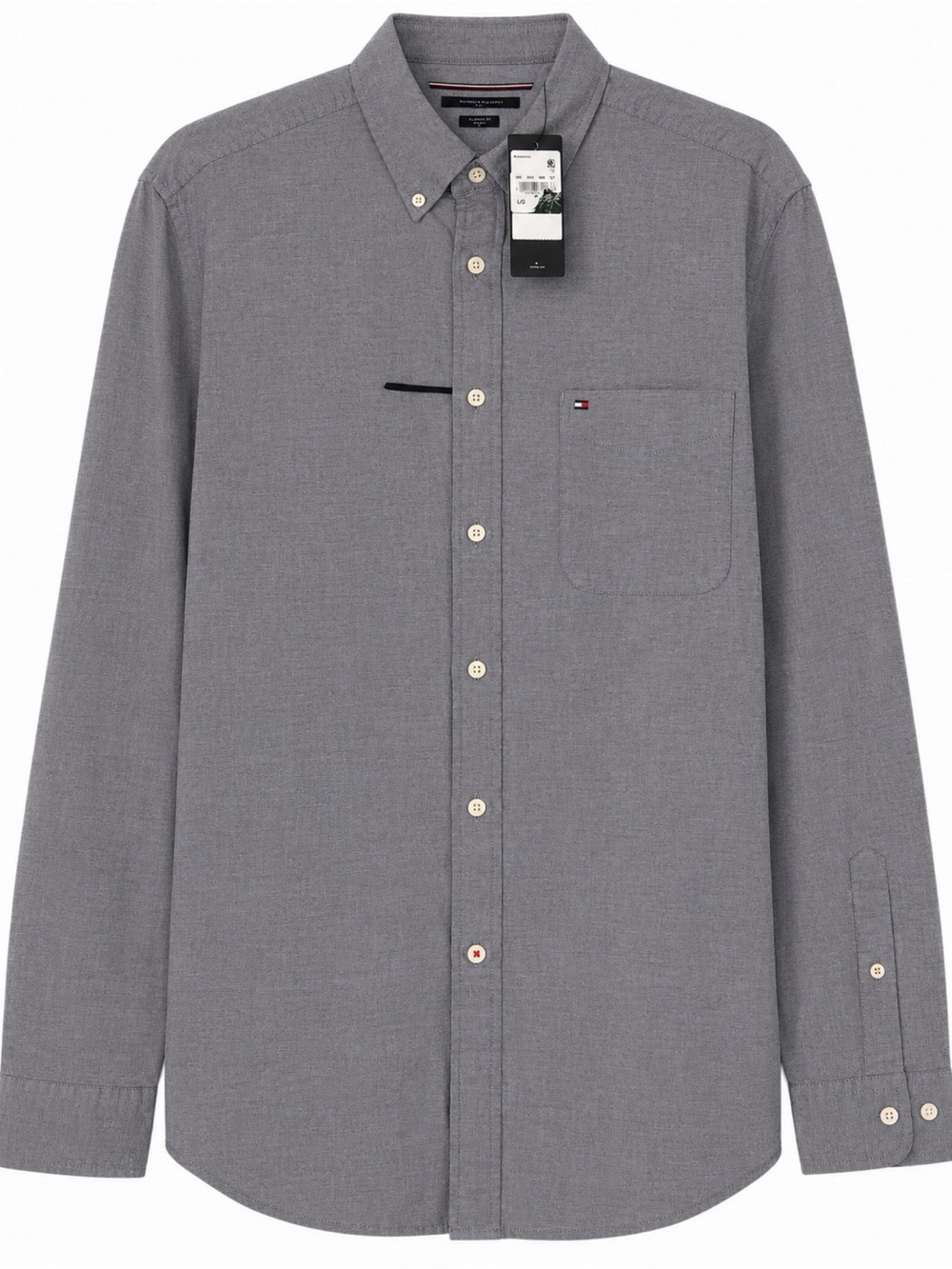 NWT Tommy Hilfiger Classic Fit Button Down Shirt Blue Gray Mens L